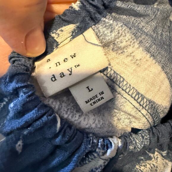 A New Day Blue Abstract Midi Dress | Size L | Open Back Tie - Picture 6 of 14